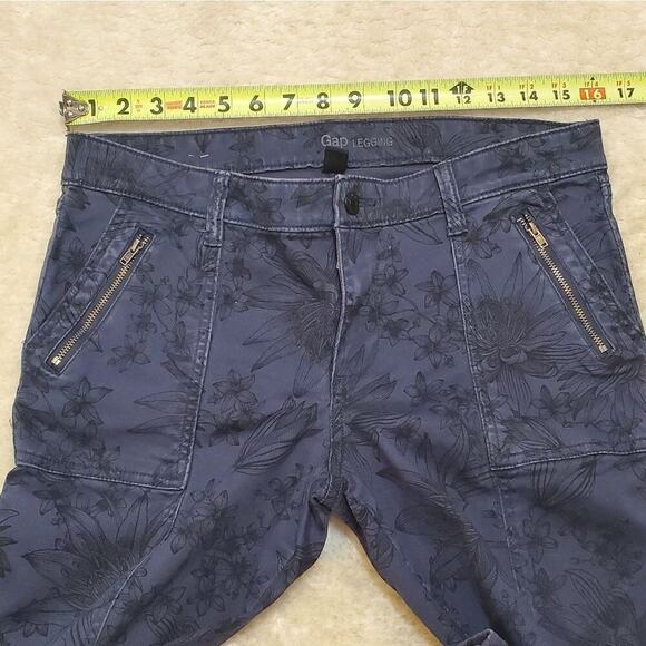 GAP Factory Leggings Blue with Black Floral Print, Size 8R - Picture 3 of 6